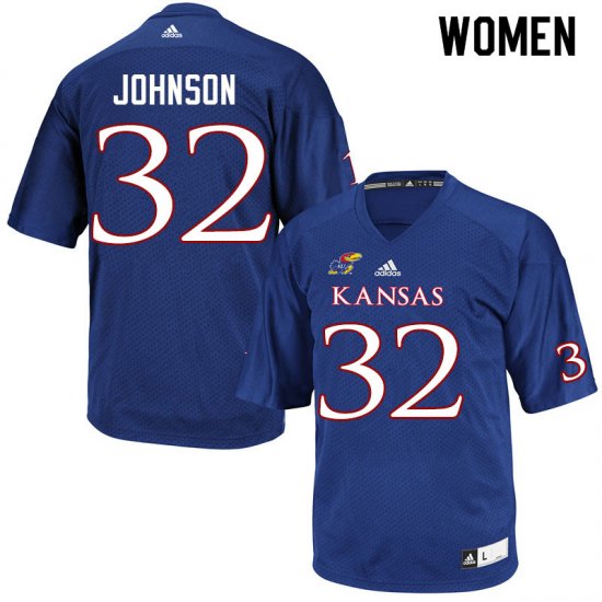 Terrence Johnson #32 Kansas High School Jersey -Women Sizes Royal