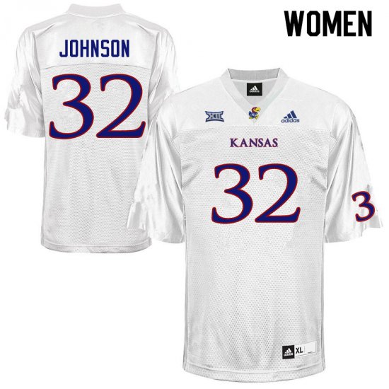 Terrence Johnson #32 Kansas High School Jersey -Women Sizes White